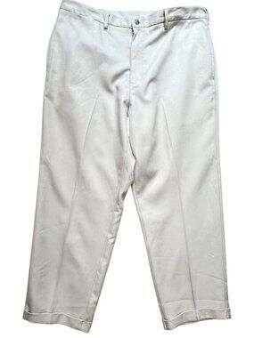 Synatural Mens Preppy Cuffed Hem Chino Pants Flat Front Size 38x30 Beige Pockets